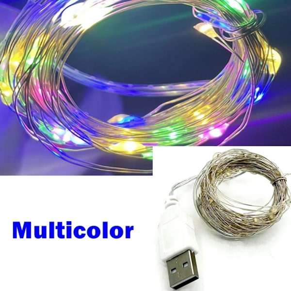 5M LED String Lights Koppar Silver 2 2 2
