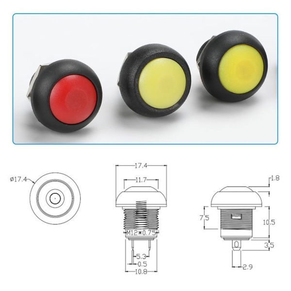 10st Tryckknappsbrytare Momentan Switch GUL 10ST 10ST yellow 10pcs-10pcs