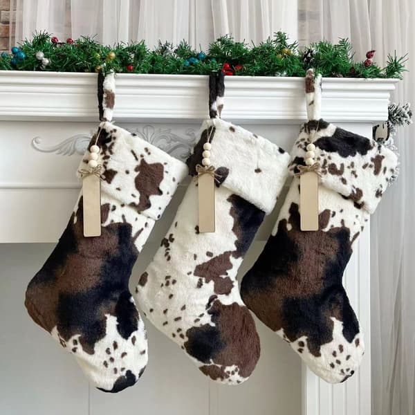 Cow Print Julstrumpor Xmas Presentpåse 2 2 2