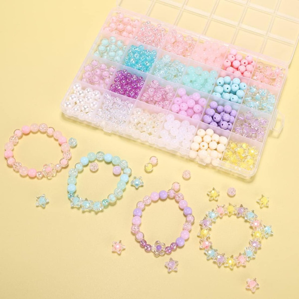480 ST Glaspärlor Transparent Färg Glitter Kristallpärlor