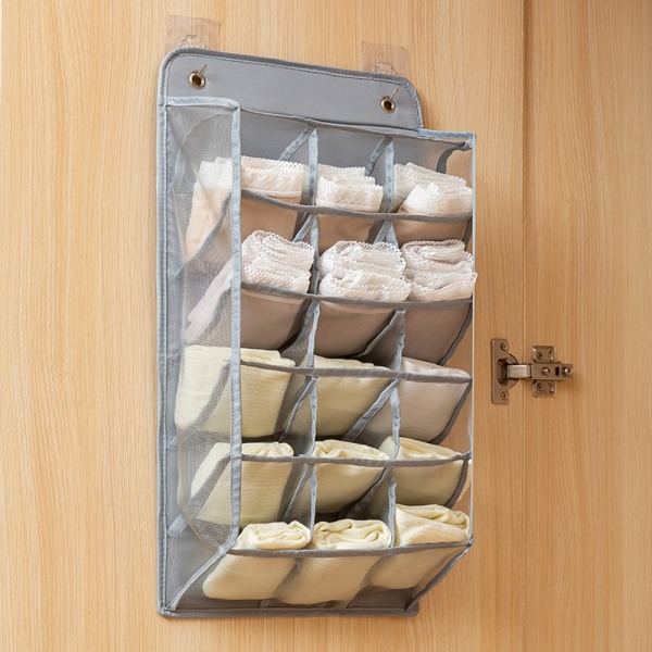 Riippuva Organizer Alusvaatteiden säilytyslaukku HARMAA SUKKILLE grey for socks panty-for socks panty