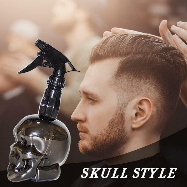 Skull Shape Tyhjä Spray Pullo Kampaamo Suihkepullo MUSTA Black