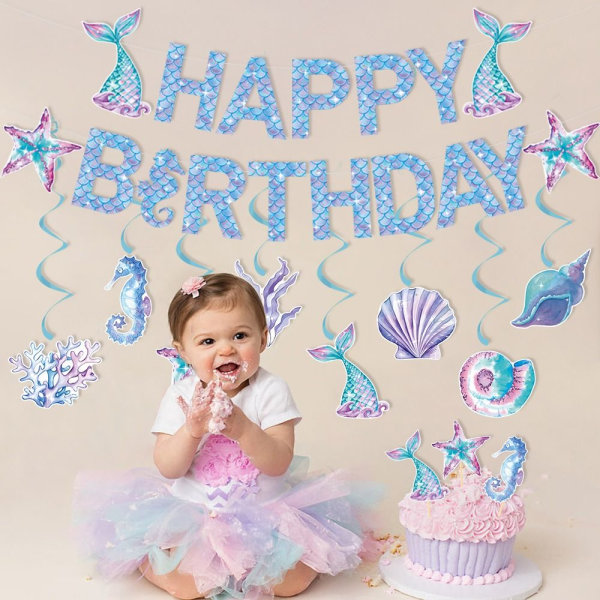 Girlander hängsmycke Banner Little Mermaid Party C C C
