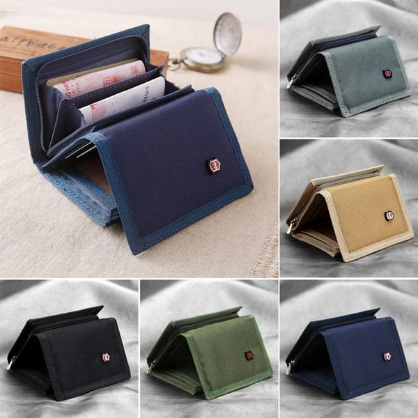 Lerretslommebok Tri-Fold Myntpung LYS GRÅ light grey