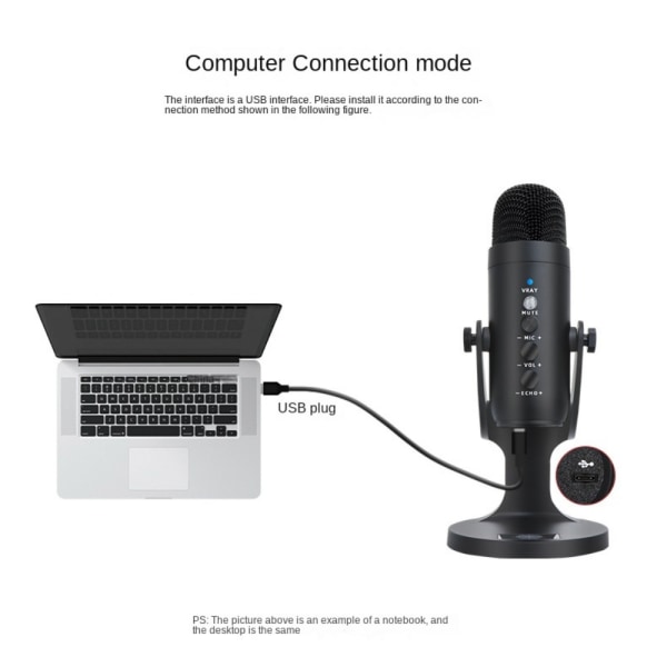 USB kondensatormikrofon Dynamisk mikrofon SORT black