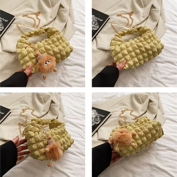 Puffy Handbag Kangaskassi VIHREÄ green