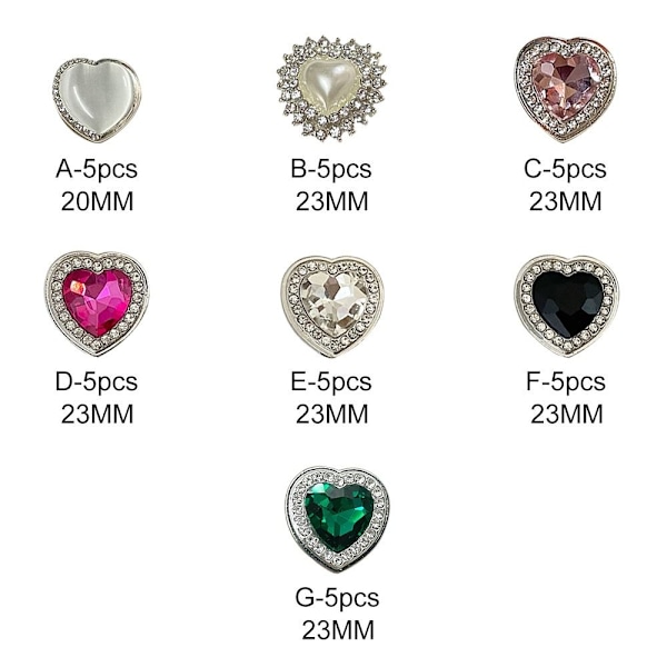 5 stk Hjerteformede knapper Skjorteknapper 23MMC-5PCS C-5STK 23MMC-5pcs