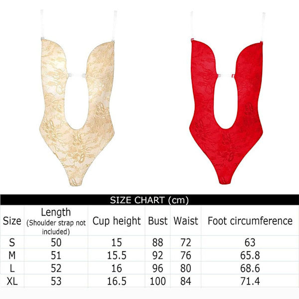 U Plunge backless alusvaatteet Invisible Push Up Bra RED S Red S
