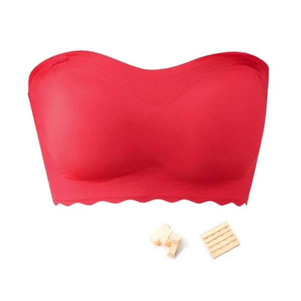 Saumattomat olkaimettomat rintaliivit Invisible Push Up -rintaliivit, PUNAINEN 2XL Red 2XL