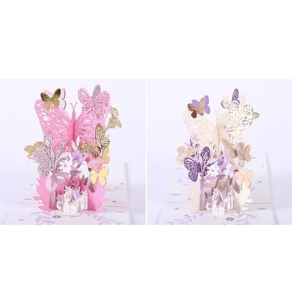 3D Pop-up buket papir blomster LILLA LILLA Purple