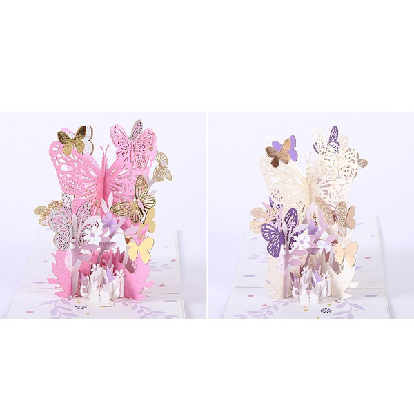 3D Pop-up bukett papper blommor ROSA ROSA Pink