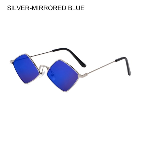 Damsolglasögon Diamantform SILVERSPEGLADE BLÅ Silver-Mirrored Blue