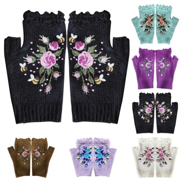 Neulotut Fingerless Gloves Fingerless Gloves TUMMIA LILLAA dark purple