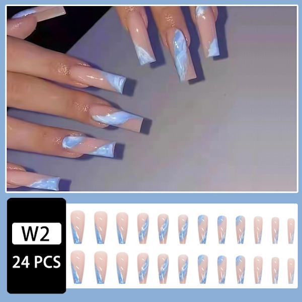 Långt vattenrör Fake Nails False Nail CJ-19 CJ-19 CJ-19