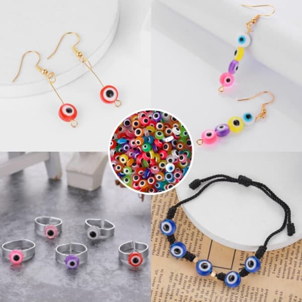 200 stk. Evil Eye Beads Håndlaget harpiks
