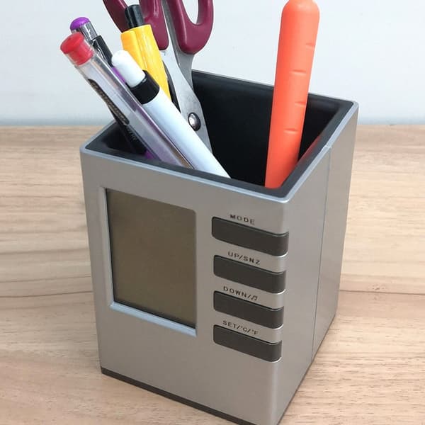 Blyantholder Pen Pot Skrivebordsvækkeur