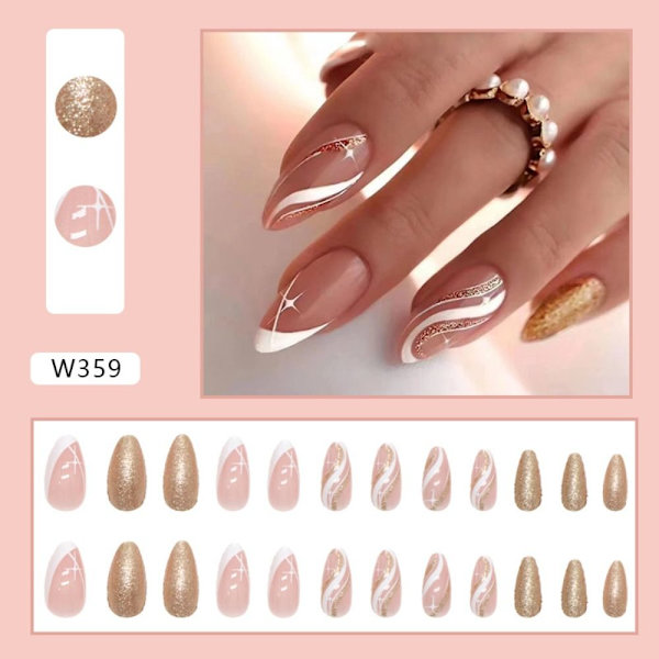 24 stk falske negle lange mandel W358 W358 W358