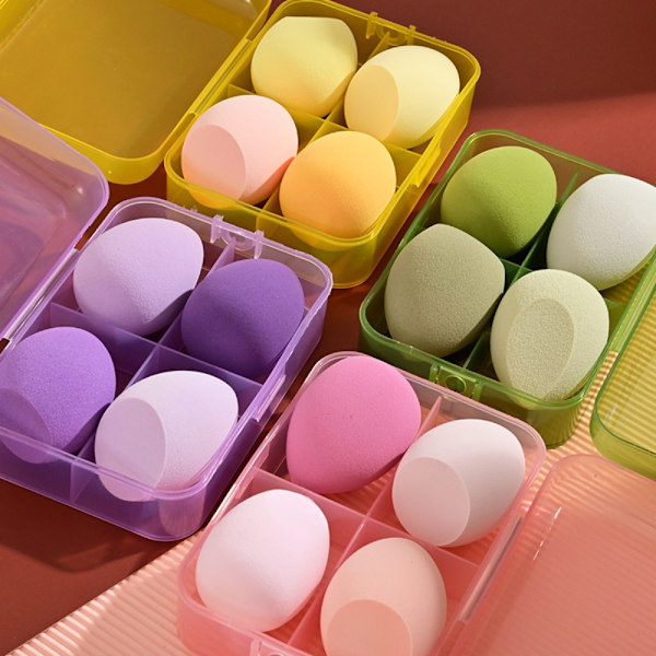 4 stk Kosmetisk puffsæt svampepulver PINK B B pink B-B