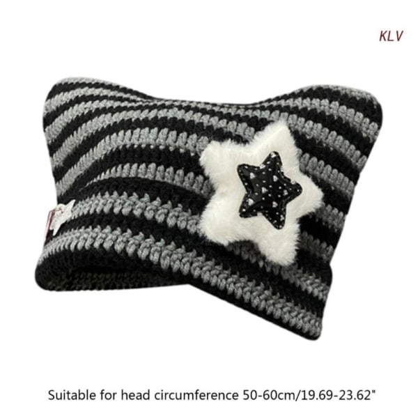 Pulloverhue Strikket uldhue SORT&GRÅ A A black&grey A-A
