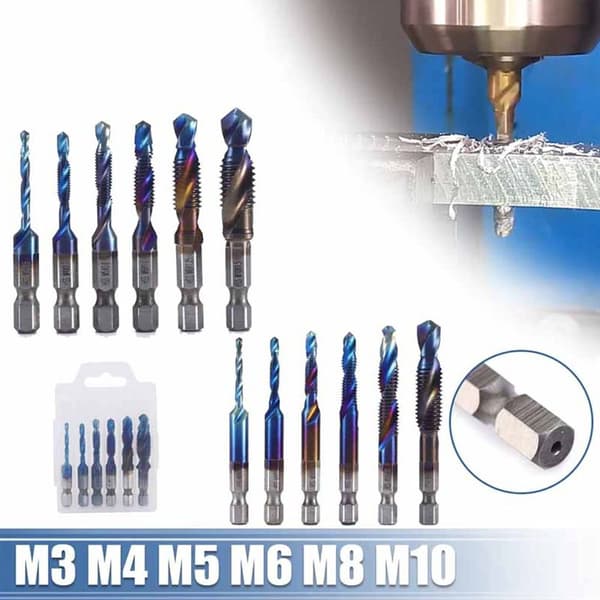 6 STK titaniumbelagte bits Hex-skafthanebor KORTE BOR