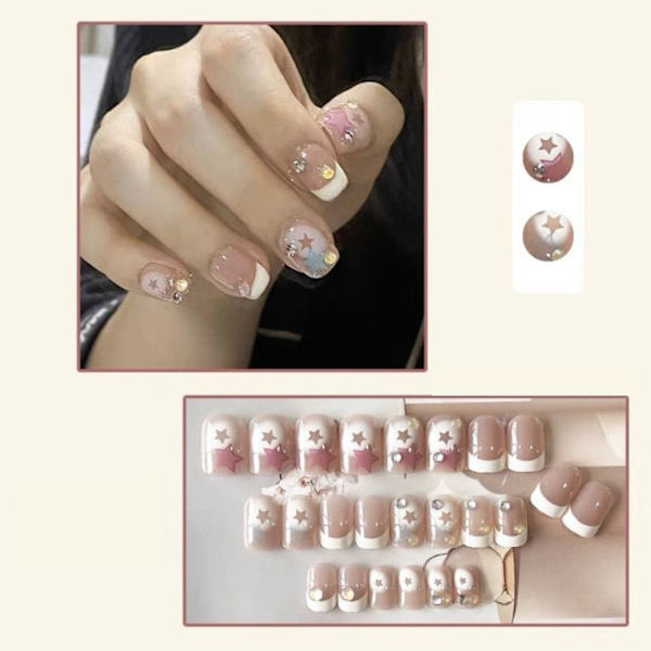 24 kpl/laatikko Dopamine Fake Nails tekojalokivi tekokynsi Flash Nail MJ-364