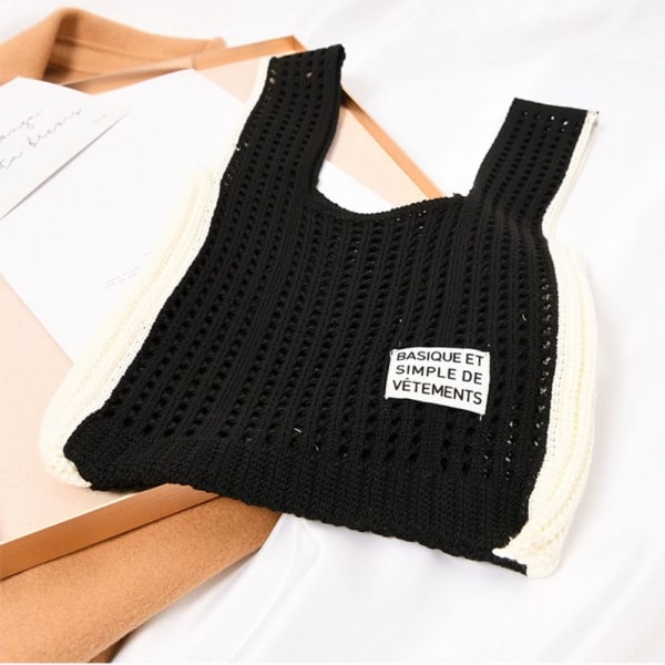 Knit Handbag Kangaskassi MUSTA black