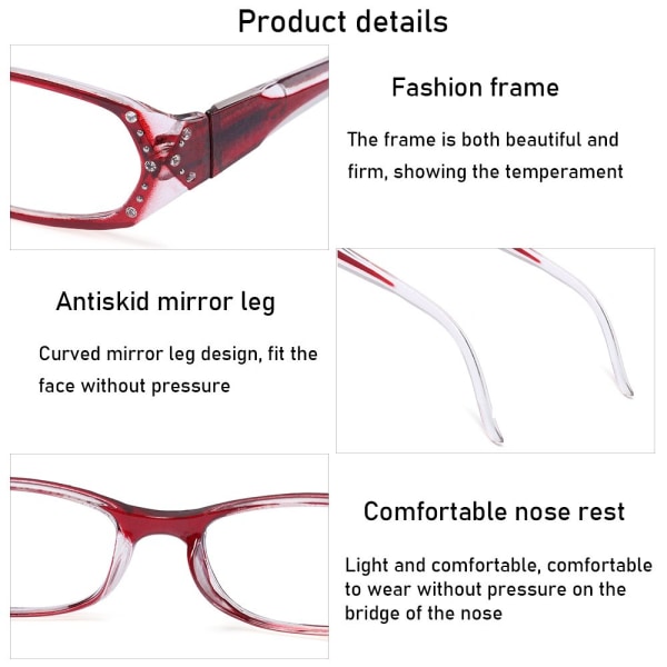 Utskriftsbriller Diamantutsmykkede briller SVART STYRKE 2,50 black Strength  2.50 bb65 | black | Strength 2.50 | Fyndiq