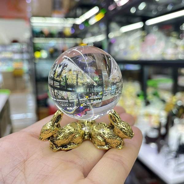 Kanin Display Stand Holder Krystalkugle Base GULD Gold