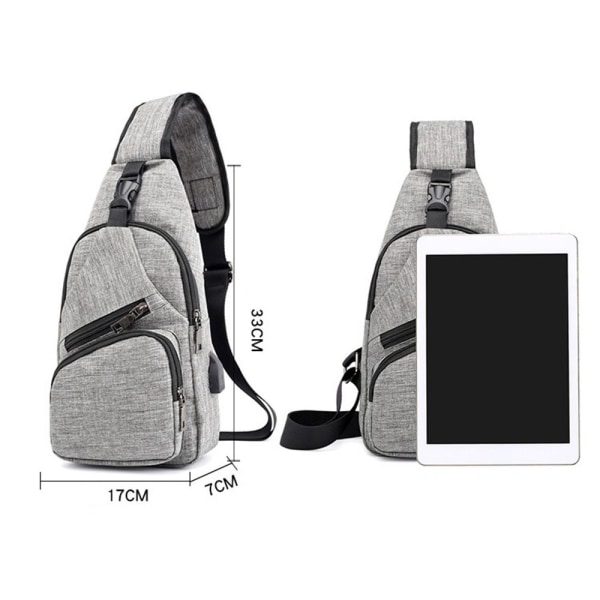 Sling Crossbody Bag Skulder Rygsæk GRÅ Gray