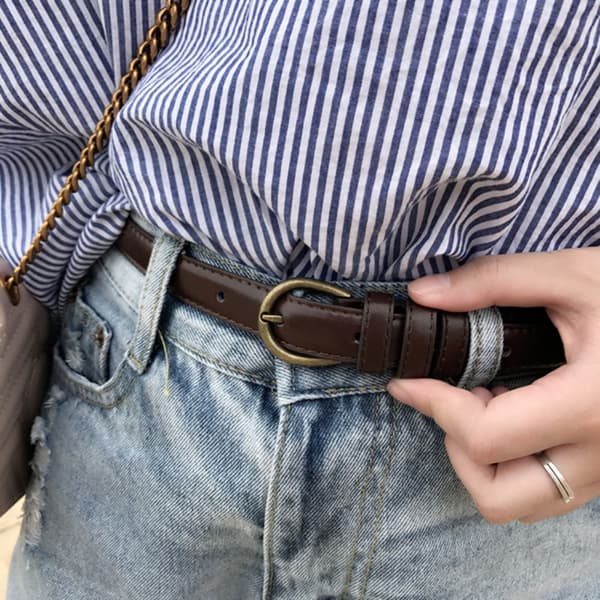 Läderbälte Spänne Midjeband BRUN brown