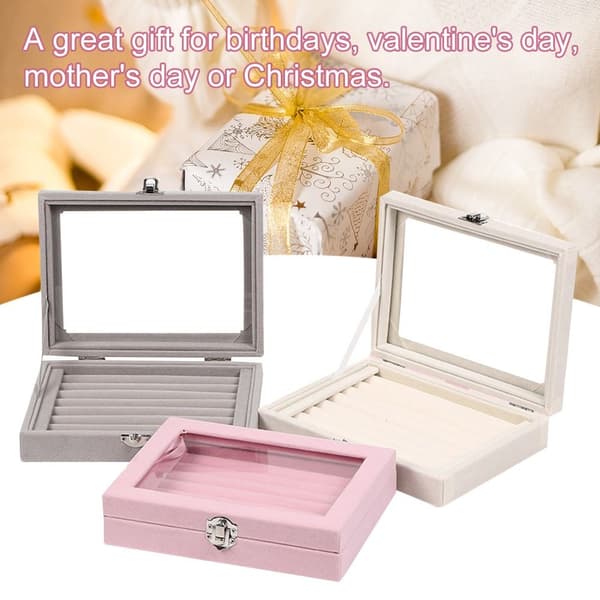 Sammet Ring Box Smycken Organizer ROSA pink