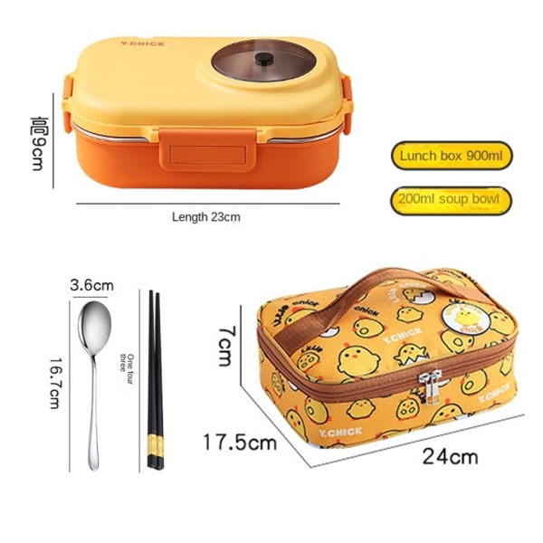 Isolerad Lunchbox Student Lunch Box Bag GUL-1100ML Yellow-1100ml