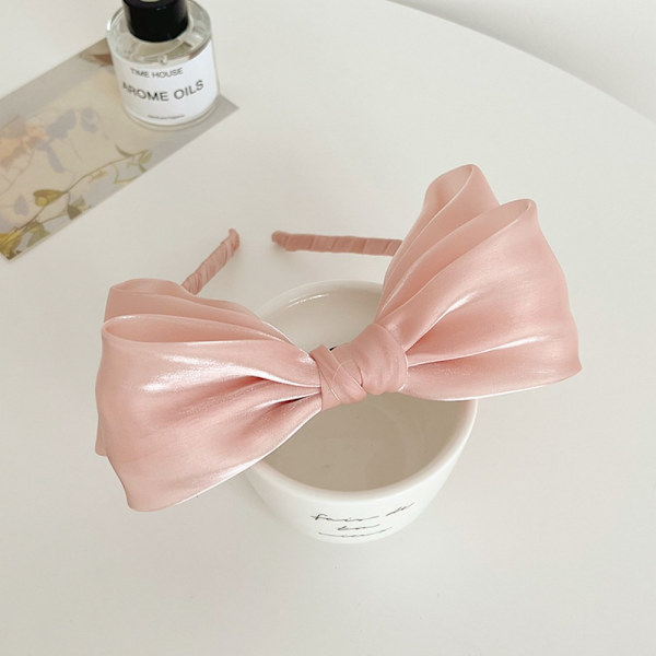 Mesh Bow Hårbånd Bright Silk Pandebånd PINK pink