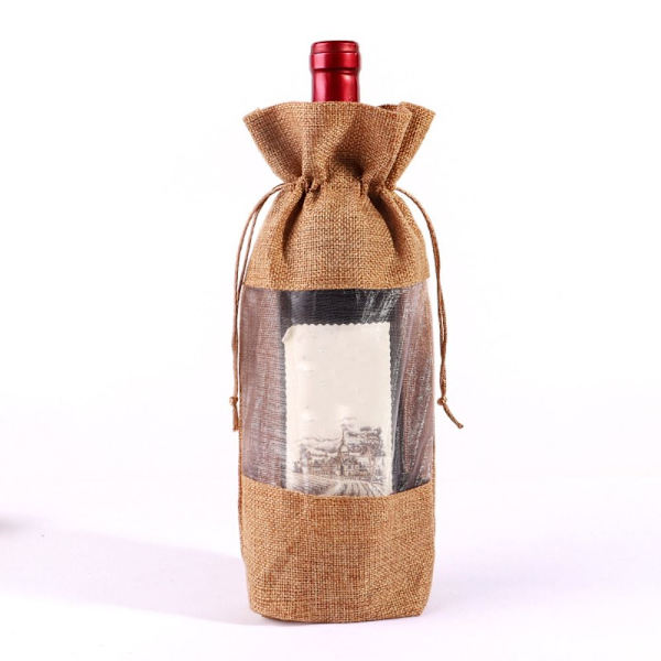 2 Stk Vinflaske Cover Snørebundt Bag KHAKI khaki