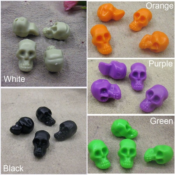 50 kpl Halloween Mini Skull Skeleton Heads MUSTA 2cm 2cm black 2cm-2cm