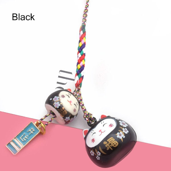 Dobbelt Lucky Cat Pendant Japansk Lucky Cat Cat Ornament SORT Black