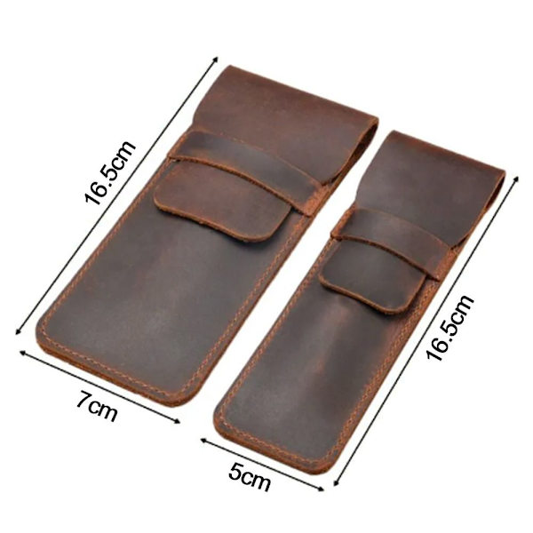 Retro læderpenneholder Brun fyldepennepose BRUN BIG BIG Brown Big-Big