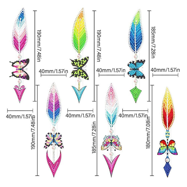 6 kpl / set Feather Bookmark Diamond painting Kirjanmerkki 04 04 04