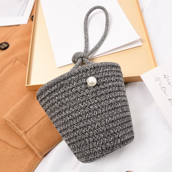 Vävd handväska MÖRKGRÅ dark grey