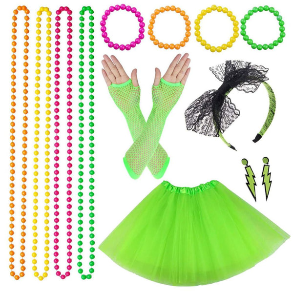 Neon 80'er fancy kjole festkostumer sæt Tutu-nederdel 1 1