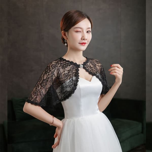 Bride Shawl Evening Prom Cape SORT black