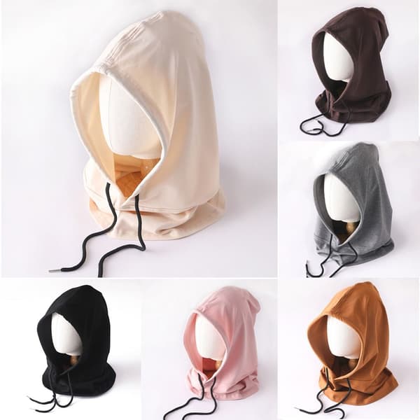 Lett, tynn bomullsbalaklavahette, skjerf SVART black