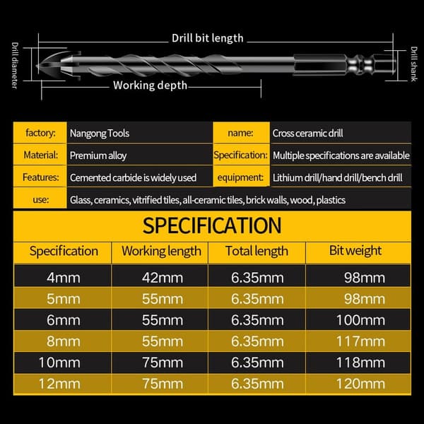Kryssflisborer Hullåpner 4MM 4mm