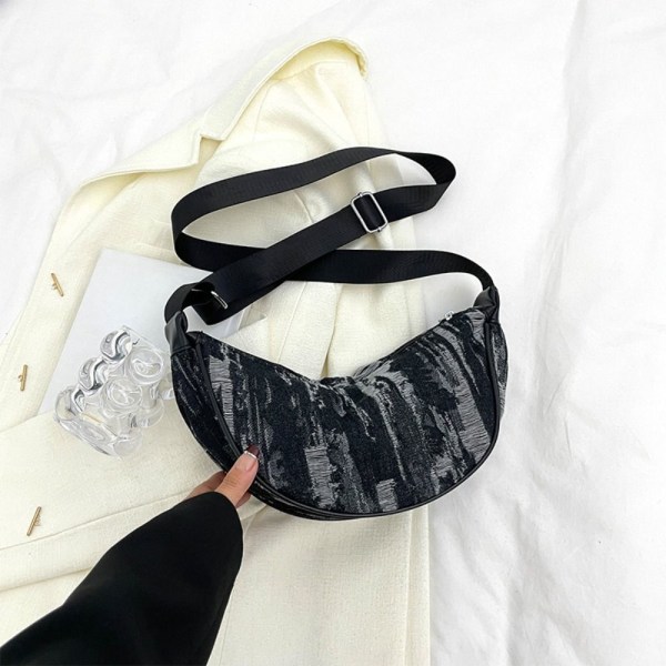 Denim Crossbody Bag Skulder Messenger Bag SORT Black
