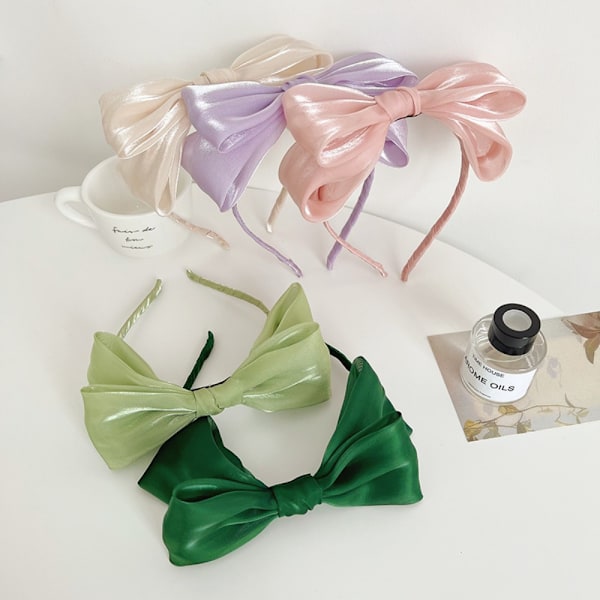 Mesh Bow Hårbånd Bright Silk Pandebånd SORT black