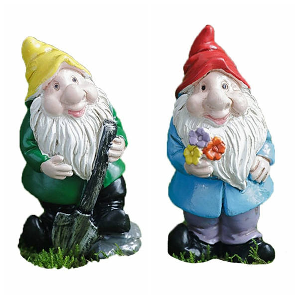 2 STK Mini Gnome Figurer Miniatyr Dverger Statue 4 4 4