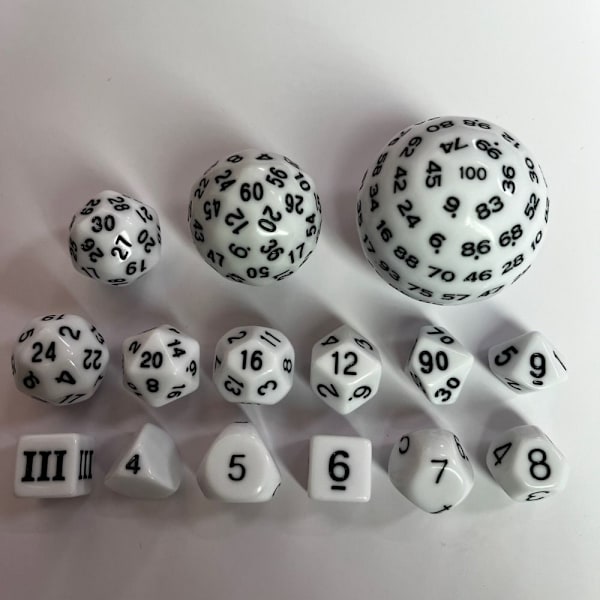 15 kpl Noppasarjat Pelinoppaa VALKOINEN white