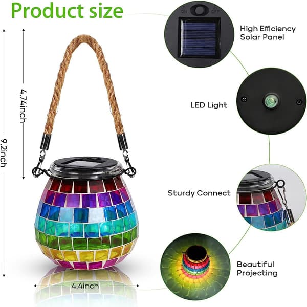 Mosaic Solar Lights Mason Jar Lamp D D D