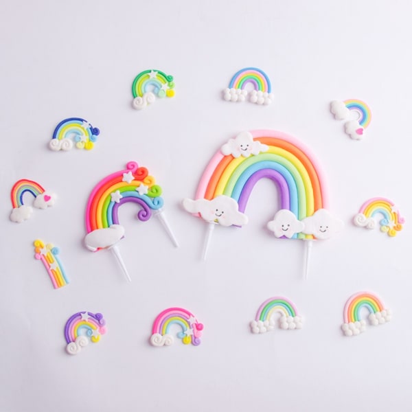 5 kpl Syntymäpäiväkakkukoristeita Rainbow Cake Toppers 1 1 1