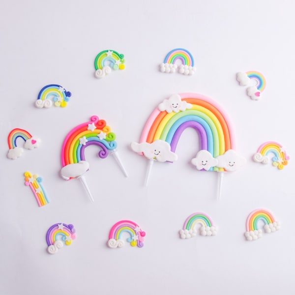 5 kpl Syntymäpäiväkakkukoristeita Rainbow Cake Toppers 8 8 8